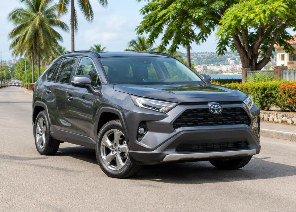 Toyota RAV4 sur une avenue arborée